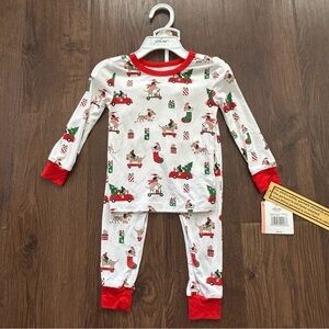 Little Me Baby Puppy Holiday Bamboo Two Piece Pajama Set Christmas